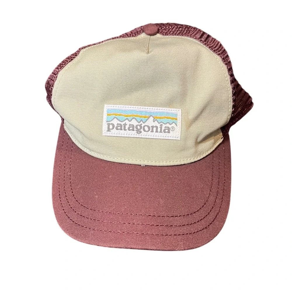 Patagonia Trucker Hat Unisex One Size Burgundy Tan Mesh Snapback STY38198